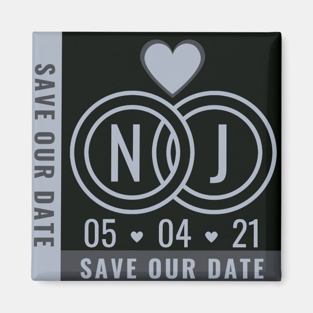 Modernes Schwarz & Grau Save the Date Magnet (Vorne)