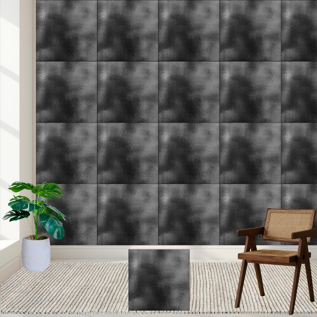 Modernes Schwarz-Grau-Texturdesign Fliese (Modern Black and Gray Textured Abstract Design Ceramic Tile)