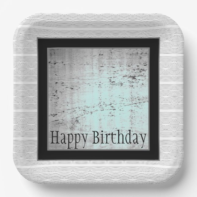 Modernes Schwarz-Grau und Weiß Pappteller (Vorderseite)