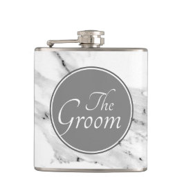 Modernes schwarz-graues Marmormuster Flachmann