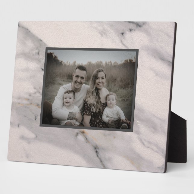 Modernes, schwarz-graues Marmormuster Fotoplatte (Seite)