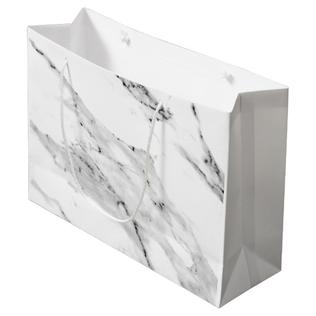 Modernes schwarz-graues Marmormuster Große Geschenktüte (Vorderseite Schrägansicht)