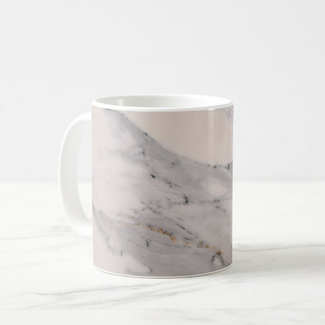 Modernes, schwarz-graues Marmormuster Kaffeetasse (Vorderseite Links)