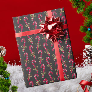 Modernes, schwarz-klassisches Candy Cane Muster Geschenkpapier