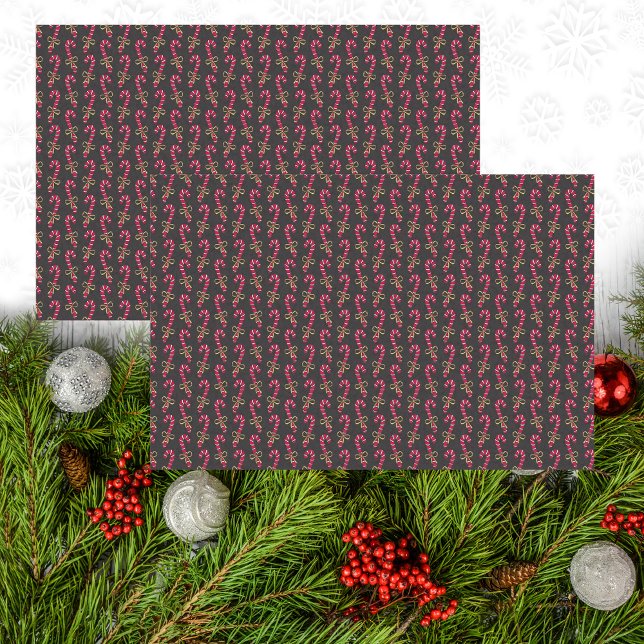 Modernes, schwarz-klassisches Candy Cane Muster Seidenpapier (Von Creator hochgeladen)