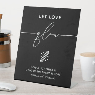 Modernes Schwarz-Lass-Liebe-Glühzahn-Stick-Zeichen Sockelschild