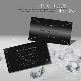 Modernes Schwarz mit Silver Border Chic und stilvo Visitenkarte