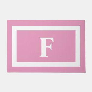 Modernes Schwarz-Rosa-Monogramm im Freien Fußmatte