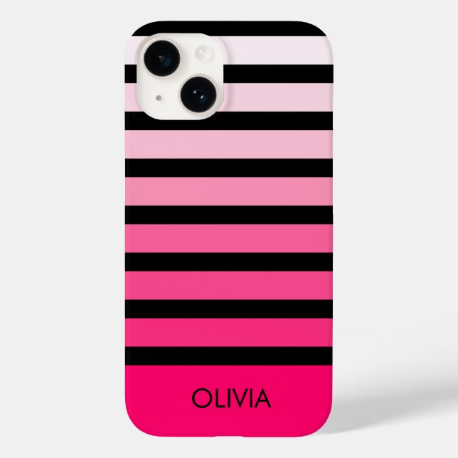 Modernes Schwarz Rosa Ombre Personalisierter Name Case-Mate iPhone Hülle (Rückseite)