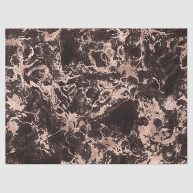 Modernes Schwarz-Rose-Gold-Marmormuster Seidenpapier (Vorderseite)