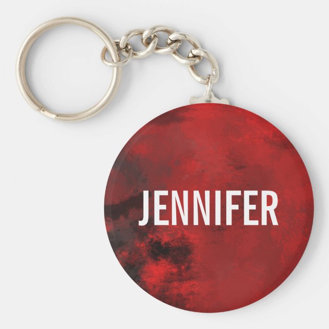 Modernes Schwarz & Rot Abstrakt - Dunkel geheimnis Schlüsselanhänger (Vorne)