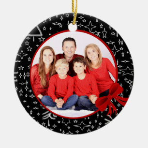 Modernes Schwarz-Rot-Foto Keramik Ornament