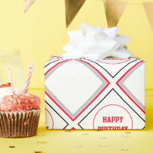 Modernes Schwarz-Rot und Weiß Geschenkpapier