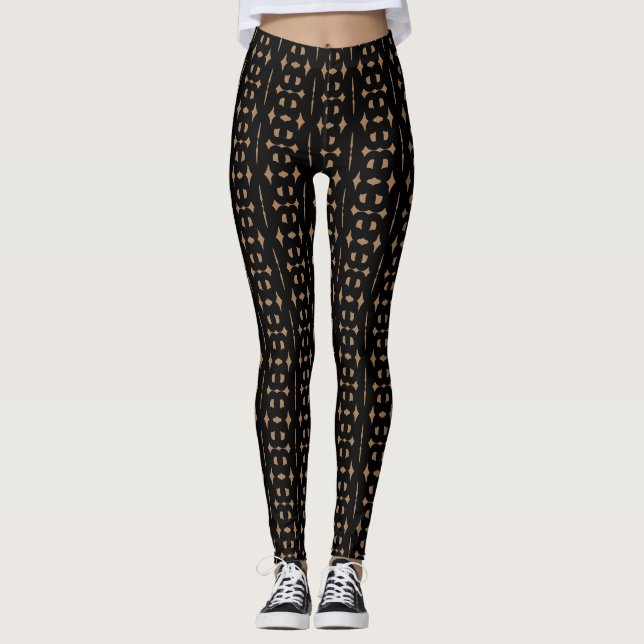 Modernes Schwarz und Beige Leggings (Vorderseite)