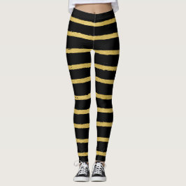 Modernes Schwarz und Gold gestreift Leggings