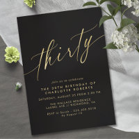 Modernes Schwarz und Gold | Luxe Script 30. Geburt