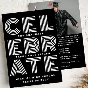 MODERNES SCHWARZ UND WEISS Klasse des PARTY GRAD Einladung