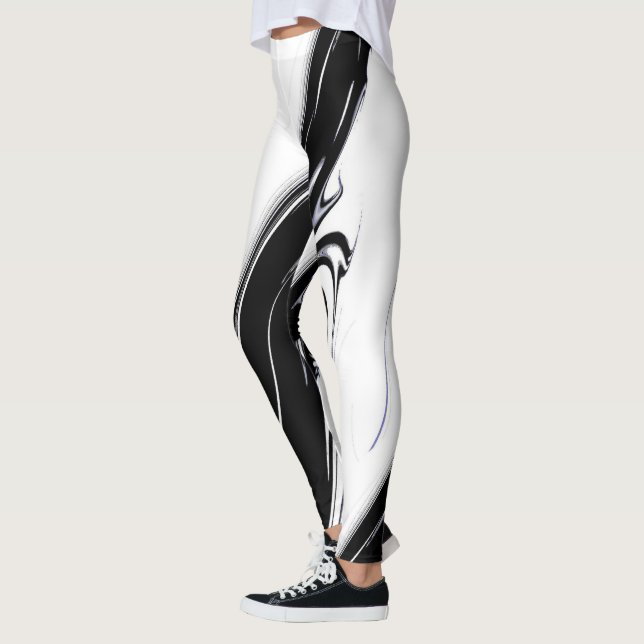 Modernes Schwarz und Weiß Leggings (Links)