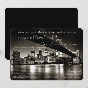 Modernes Schwarz und Weiß New York in der Nacht Einladung