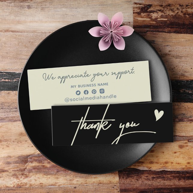 Modernes Schwarz Vielen Dank für Ihr Shopping klei Telefonnummerkarte (Modern Black Thank You For Shopping Small Business Calling Card)