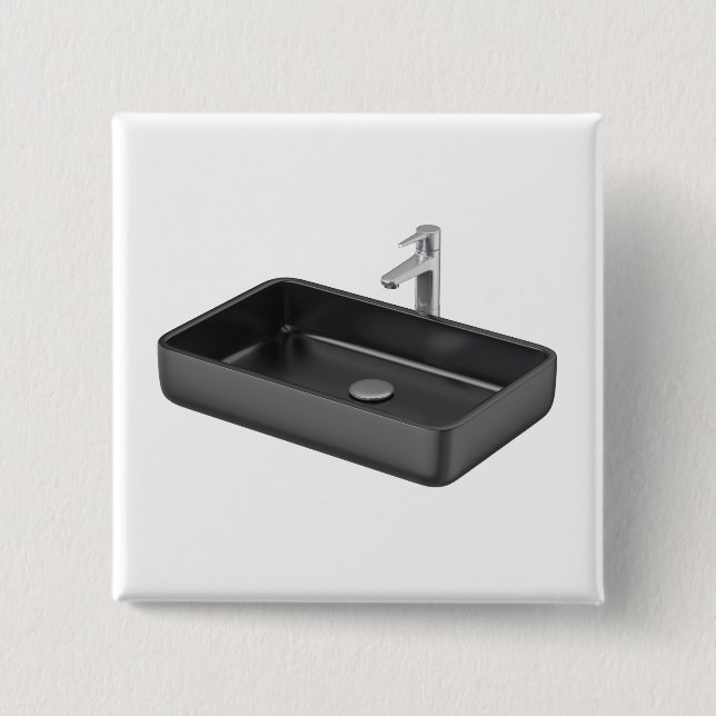 Modernes, schwarz viereckiges Bad Waschbecken mit  Button (Vorderseite)