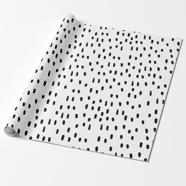 Modernes Schwarz/Weiß Abstrakt Dot Pattern Trendse Geschenkpapier (Ungerollt)