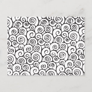 Modernes Schwarz-Weiß-Abstraktes Wirbles Muster Postkarte