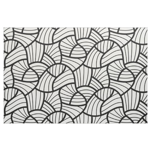 Modernes Schwarz-Weiß-Abstraktes Wirbles Muster Stoff (Fat Quarter (45,7 x 55,9 cm))