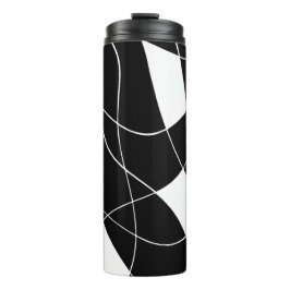 modernes Schwarz-Weiß-Abstraktmuster Thermosbecher