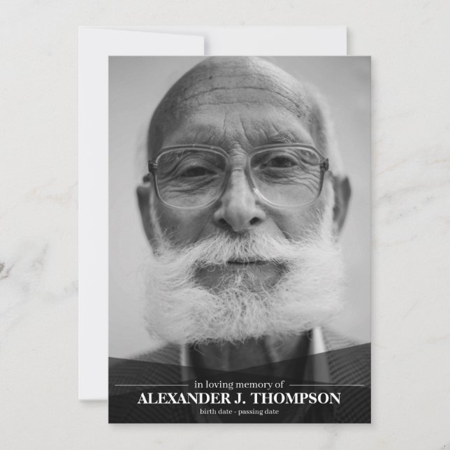 Modernes Schwarz-Weiß-Beerdigung für das liebende  Dankeskarte (Vorderseite)