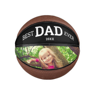 Modernes Schwarz-Weiß-Best Vater-Foto Mini Basketball