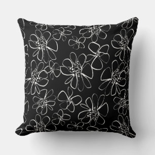 Modernes Schwarz-Weiß-Blumen-Sofa Kissen