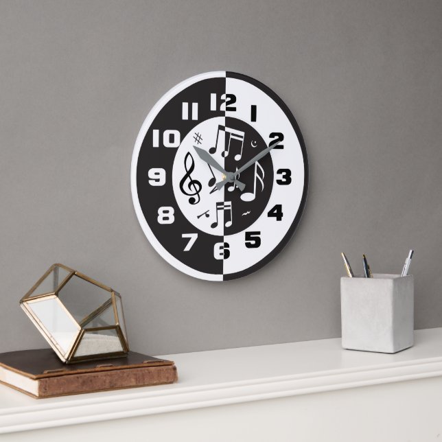 Modernes Schwarz-Weiß-Design Große Wanduhr (Büro)