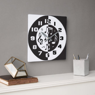 Modernes Schwarz-Weiß-Design Quadratische Wanduhr