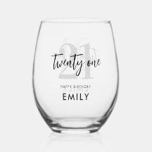 Modernes Schwarz-Weiß-Elegant 21. Geburtstag