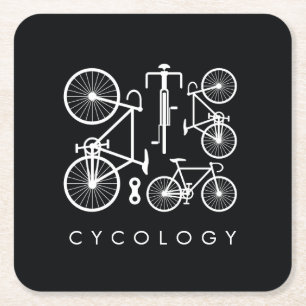 Modernes Schwarz-Weiß-Fahrradmuster Rechteckiger Pappuntersetzer