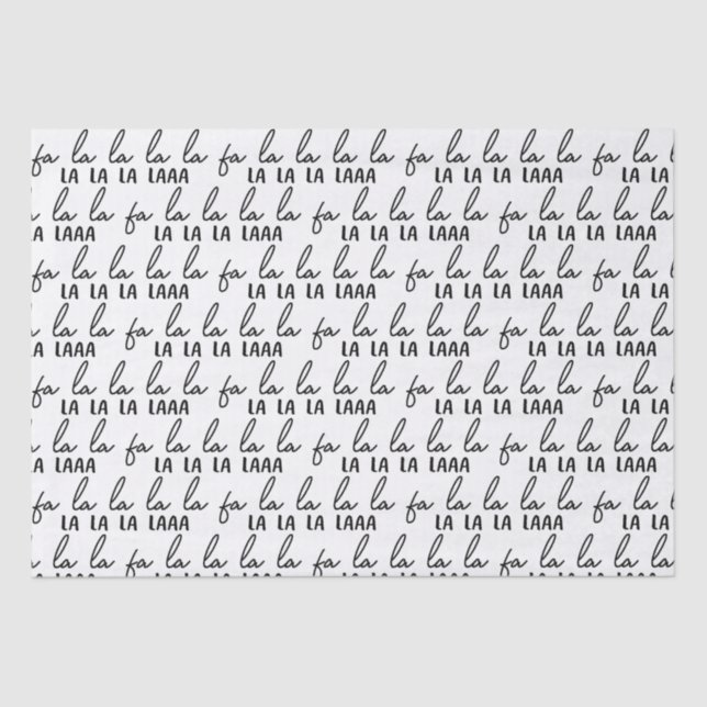 Modernes Schwarz-Weiß-Fan La La La Weihnachtsfeier Seidenpapier (Vorderseite)