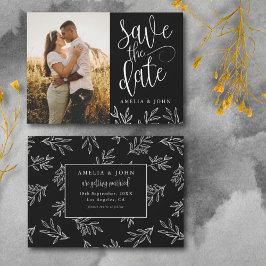 Modernes Schwarz-Weiß-Foto Botanisch Save the Date