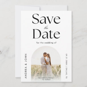 Modernes Schwarz-Weiß-Foto Rein Schlichtes Layout Save The Date