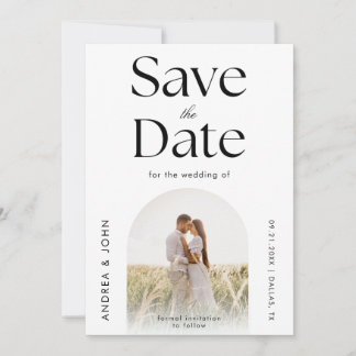 Modernes Schwarz-Weiß-Foto Rein Schlichtes Layout Save The Date