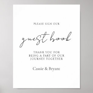 Modernes Schwarz-Weiß-Gästebuchzeichen Poster