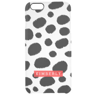 Modernes Schwarz-Weiß-Gepard Muster GR2 Durchsichtige iPhone 6 Plus Hülle
