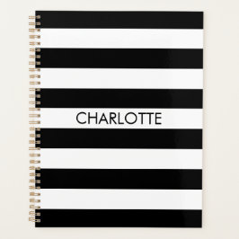 Modernes, Schwarz-weiß gestreiftes individuelle Na Planer