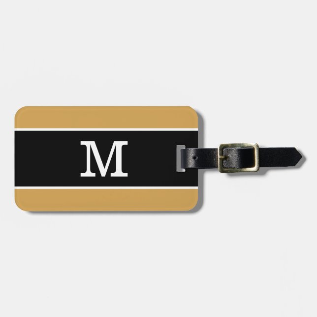 Modernes Schwarz-weiß gestrichenes Senfgelb Gepäckanhänger (Vorderseite horizontal)