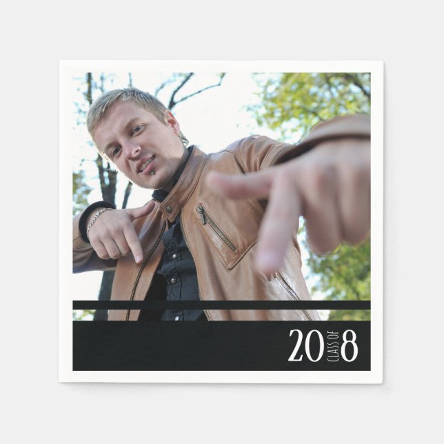 Modernes Schwarz-Weiß-Graduiertenstudio, kundenspe Serviette (Vorderseite)