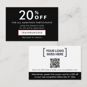 Modernes Schwarz-Weiß-Gutscheinlogo QR Rabattkarte