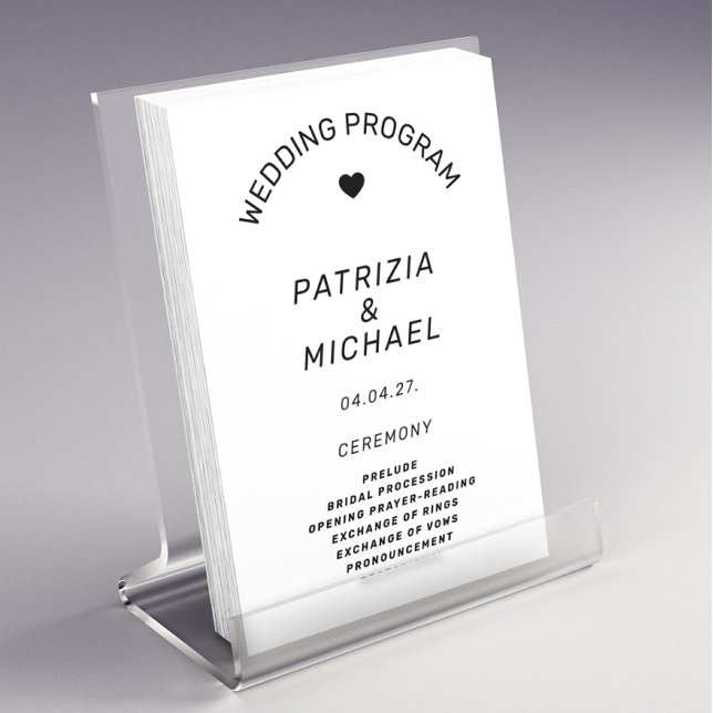 Modernes Schwarz-Weiß-Hochzeitsprogramm Flyer (Von Creator hochgeladen)