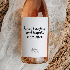 Modernes Schwarz-Weiß-Hochzeitstich-Liebe-Lachen Weinetikett