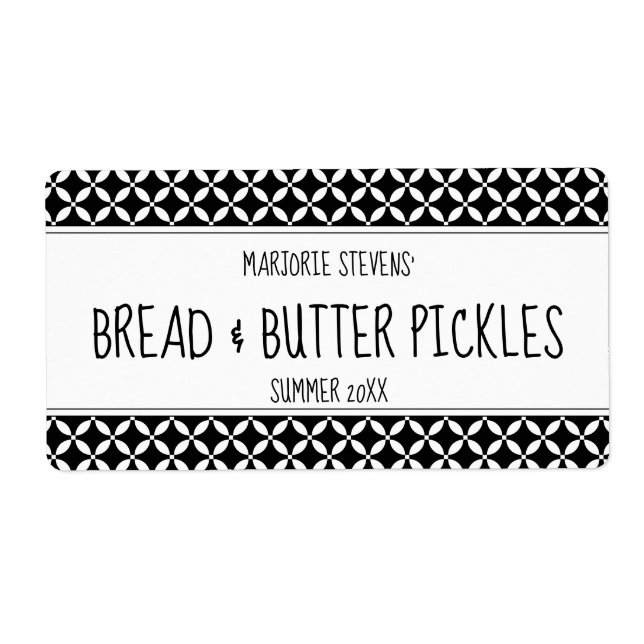 Modernes Schwarz-Weiß-Konservenlabel (Vorne)