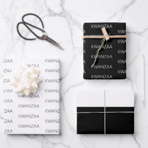 Modernes Schwarz-Weiß-Kwanzaa Geschenkpapier Set
